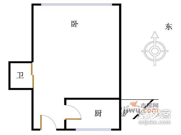 阜北15号院1室1厅1卫46㎡户型图