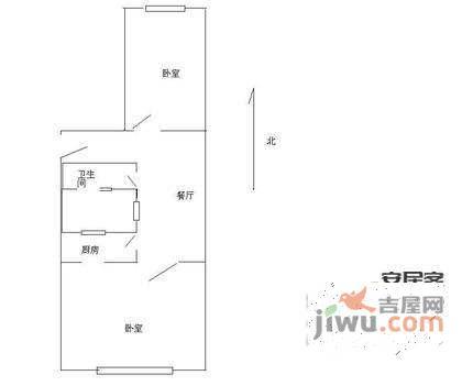 阜外北街2室1厅1卫58㎡户型图