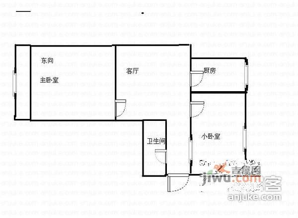 露园2室1厅1卫82㎡户型图