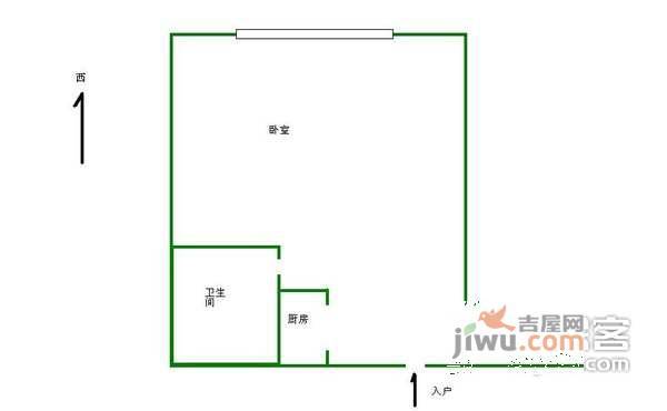 露园1室1厅1卫48㎡户型图