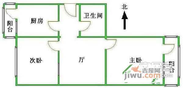 北露园2室1厅1卫92㎡户型图