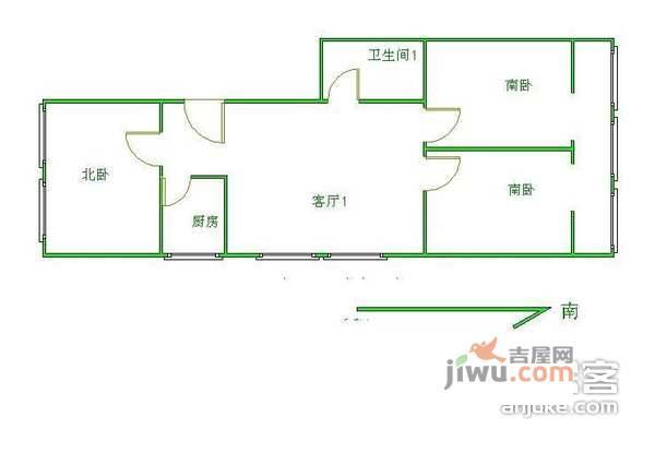 宏英园3室1厅1卫110㎡户型图