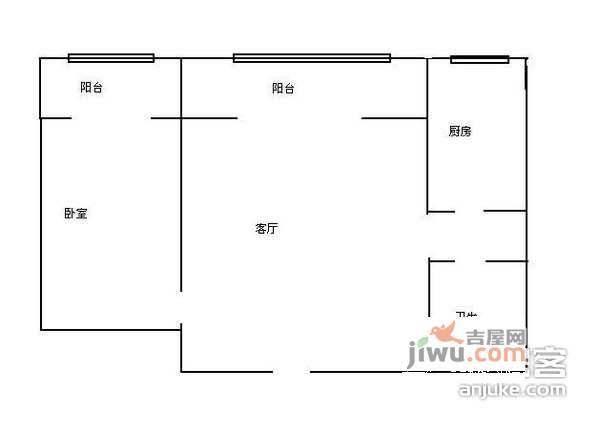 温馨家园1室1厅1卫60㎡户型图