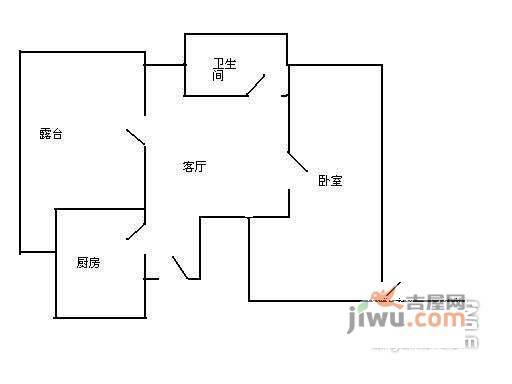 温馨家园1室1厅1卫60㎡户型图