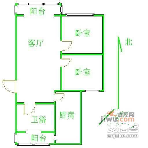 东潞苑2室1厅1卫115㎡户型图