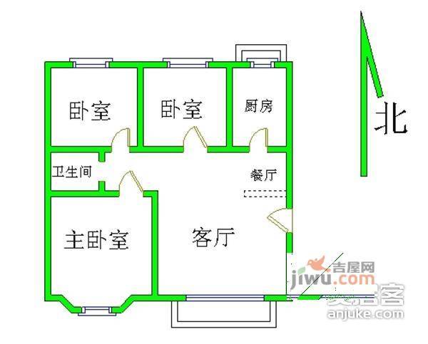 四海公寓3室1厅2卫105㎡户型图