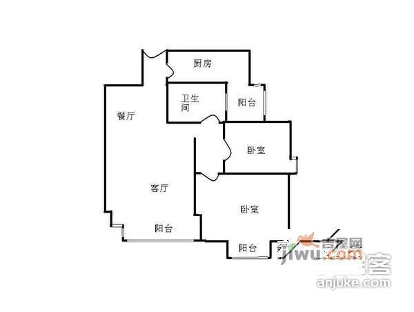 武夷花园月季园2室2厅1卫108㎡户型图