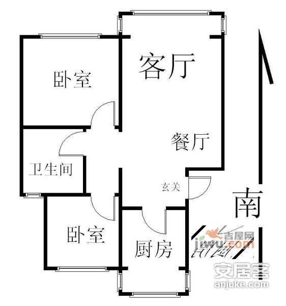 武夷花园2室2厅1卫127㎡户型图