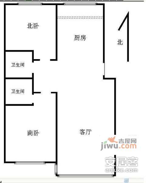 龙鼎园2室2厅2卫148㎡户型图