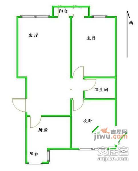 阳光好东东2室1厅1卫105㎡户型图