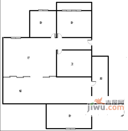 荞馨园3室1厅1卫104㎡户型图