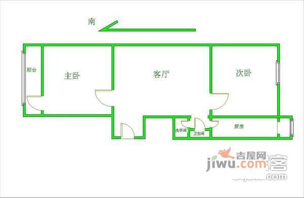 荞馨园2室2厅1卫104㎡户型图