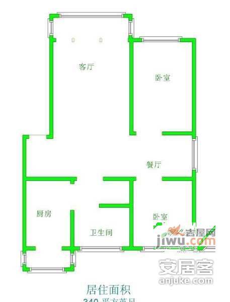 荞馨园2室1厅1卫102㎡户型图