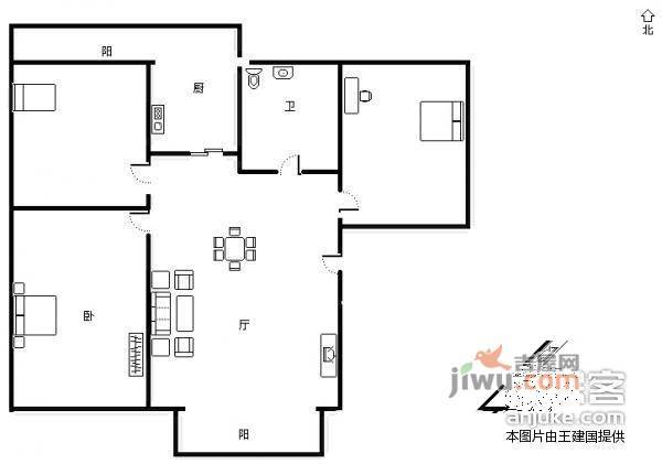 徐辛庄3室1厅1卫91㎡户型图