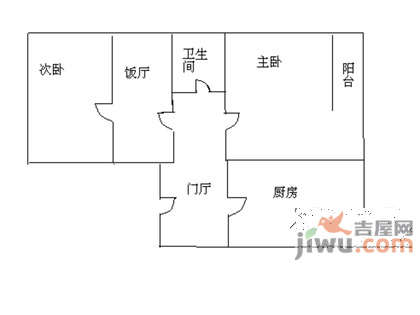 中仓小区2室2厅1卫户型图