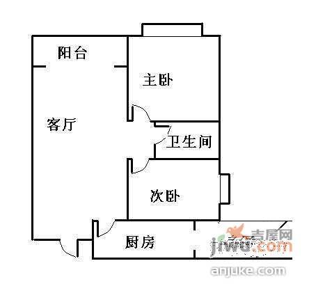 财富东方2室1厅1卫100㎡户型图