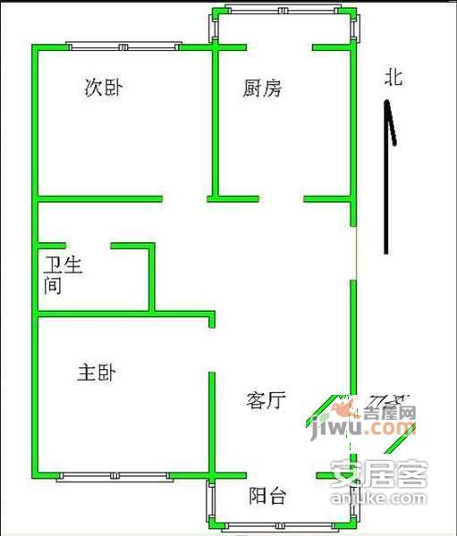 北苑城铁2室1厅1卫158㎡户型图