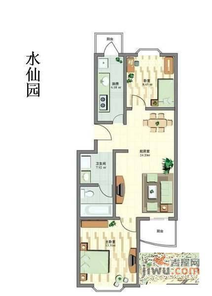 复兴里小区2室2厅1卫86㎡户型图