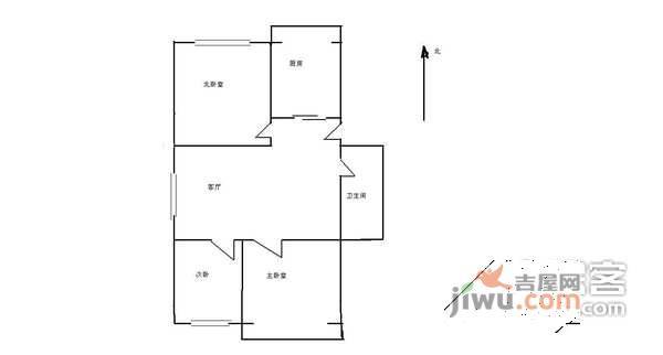 大马庄3室2厅1卫97㎡户型图