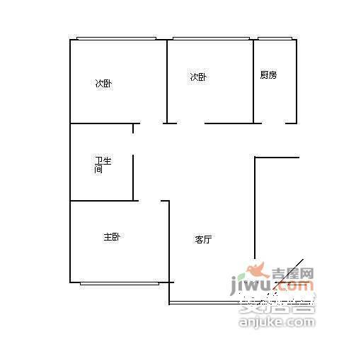 迎喜家园3室1厅1卫115㎡户型图