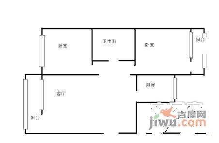 群方三园2室1厅1卫92㎡户型图