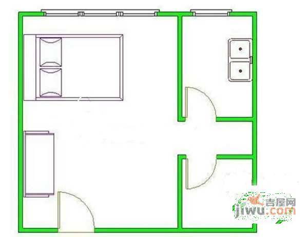 群方三园1室1厅1卫55㎡户型图