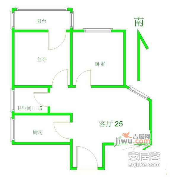 群方三园2室1厅1卫92㎡户型图