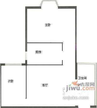 梨园小镇2室1厅1卫112㎡户型图