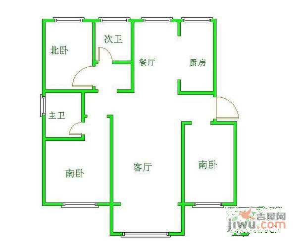 云景里3室2厅2卫124㎡户型图