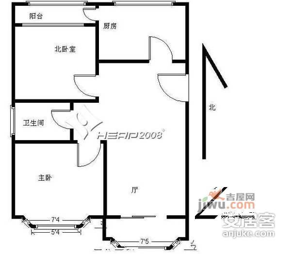 中泽家园2室1厅1卫98㎡户型图