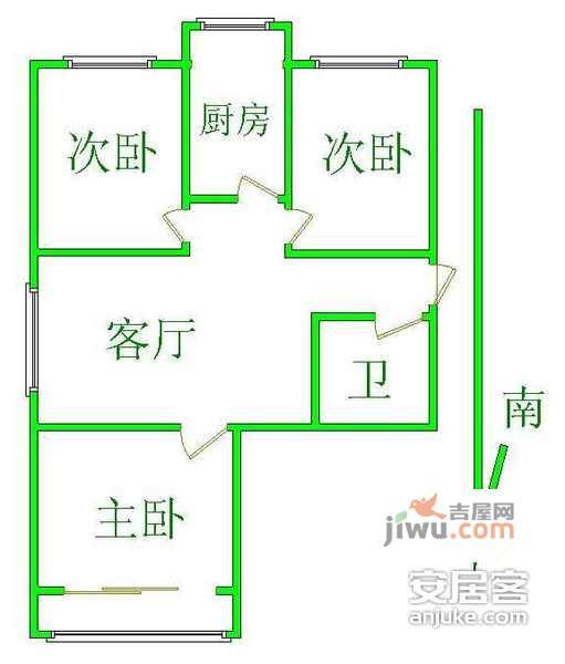 中泽家园3室1厅1卫97㎡户型图