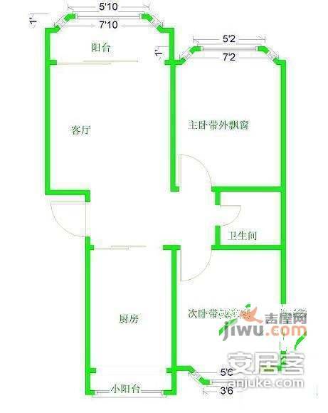 花涧溪2室2厅1卫104㎡户型图