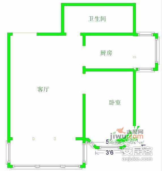 柳岸方园1室1厅1卫67㎡户型图