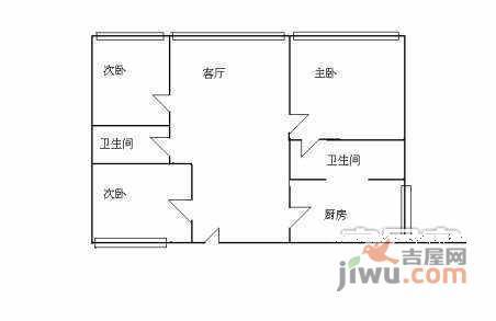 柳岸方园2室1厅1卫102㎡户型图