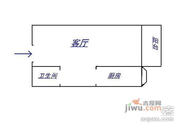 新城阳光1室0厅1卫54㎡户型图