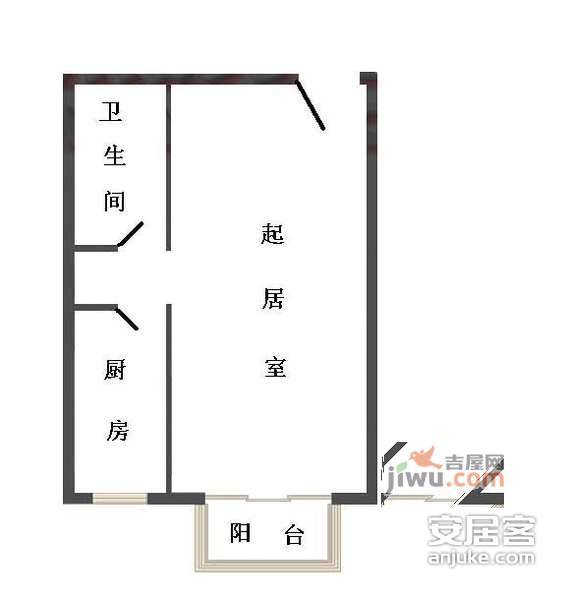 新城阳光1室0厅1卫54㎡户型图