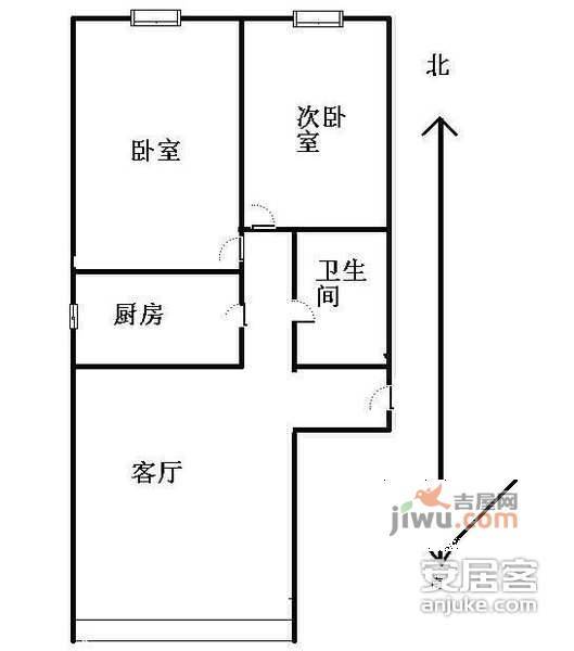 白露雅园西区2室1厅1卫97㎡户型图