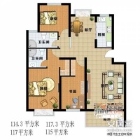 樱花园二区3室1厅1卫117㎡户型图