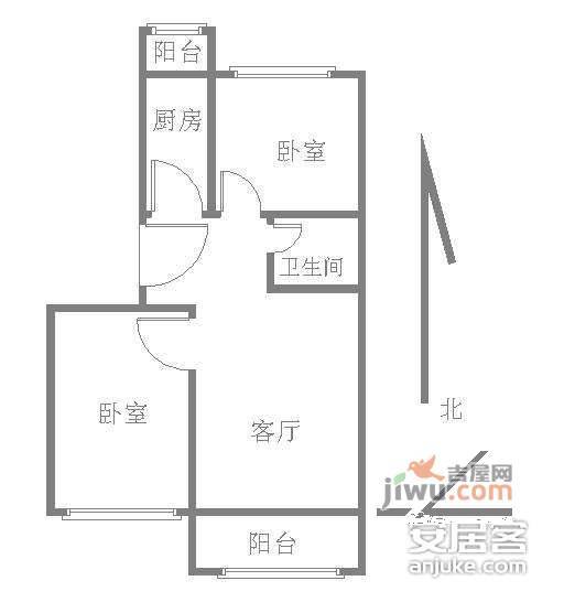 蓝天苑2室1厅1卫120㎡户型图