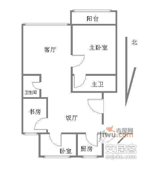 蓝天苑2室2厅2卫122㎡户型图