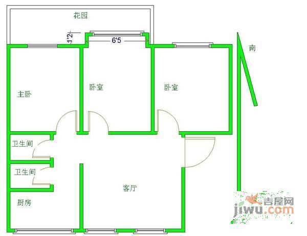 裕龙花园六区3室1厅2卫120㎡户型图