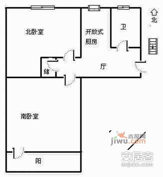 天河小区2室1厅1卫82㎡户型图