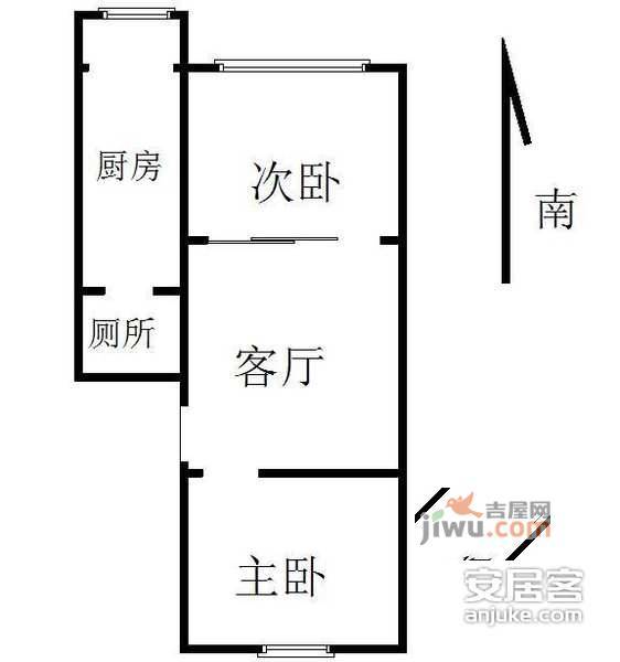 河北村2室1厅1卫96㎡户型图