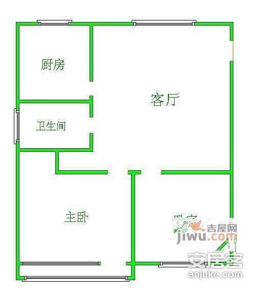 建城花园2室1厅1卫85㎡户型图