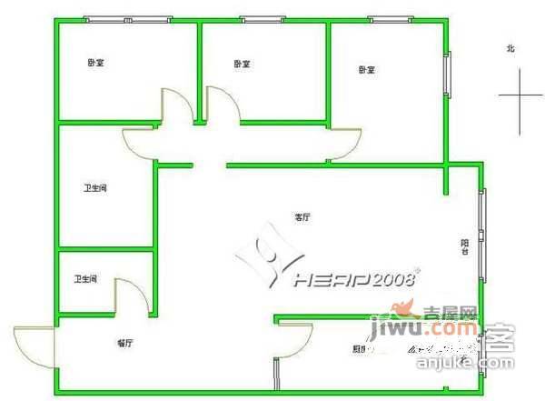 义宾小区3室2厅2卫户型图