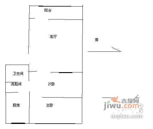 彩俸小区2室1厅1卫90㎡户型图