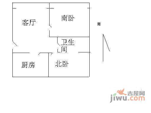 彩俸小区2室1厅1卫90㎡户型图