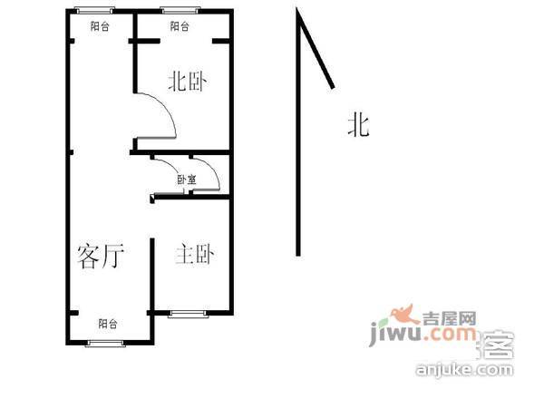 前进花园玉兰苑小区2室2厅1卫98㎡户型图