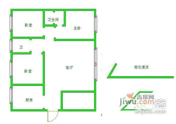 前进花园玉兰苑小区3室1厅1卫106㎡户型图