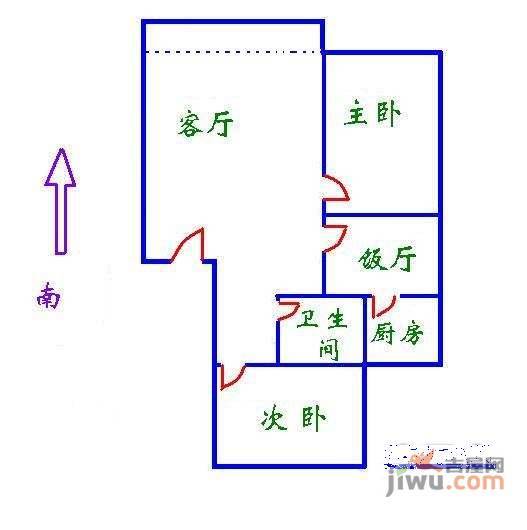 前进花园一区2室2厅1卫104㎡户型图
